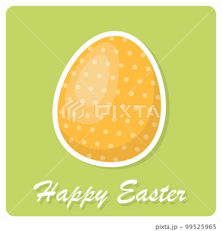 Happy Easter card. Painted yellow Easter egg. Vector illustration 99525965