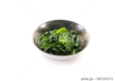 Laminaria (Kelp) Seaweed in black ceremic bowl. Japanese healthy food. Laminaria (Kelp) Seaweed in black ceremic bowl. Japanese healthy food. 99526271