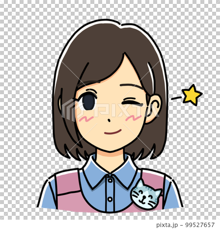 一位善良的保育員眨眼的插圖（崩潰） 99527657