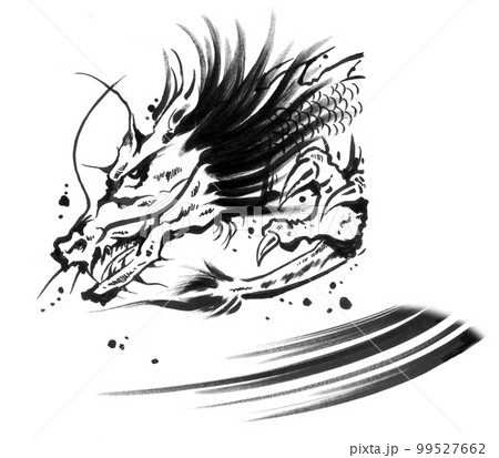 龍,横顔、線画 龍,横顔、線画 99527662