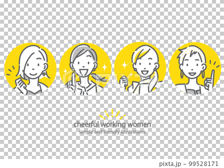 充実している笑顔のビジネスウーマン 丸形アイコン 働く女子絵 シンプルでお洒落な線画イラスト 充実している笑顔のビジネスウーマン 丸形アイコン 働く女子絵 シンプルでお洒落な線画イラスト 99528171