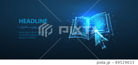 Arrow pointer clicking on digital book. Online educatin, digital library, e-education technology, distant study, guide course, ebooks app Arrow pointer clicking on digital book. Online educatin, digital library, e-education technology, distant study, guide course, ebooks app 99529015