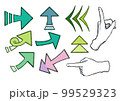 手描きシンプル矢印_緑‗黄緑‗紫‗薄紫 99529323