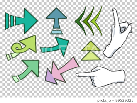 手描きシンプル矢印_緑‗黄緑‗紫‗薄紫 手描きシンプル矢印_緑‗黄緑‗紫‗薄紫 99529323