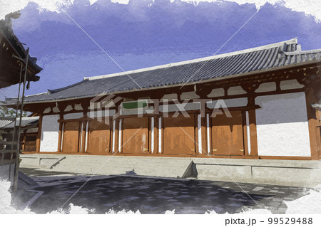 水彩画風　薬師寺　玄奘三蔵院伽藍　大唐西域壁画殿　奈良県奈良市 99529488
