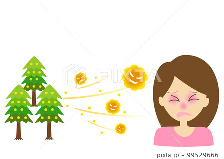 花粉症の女性。花粉のアレルギー症状に悩まされる女性。スギ花粉。 99529666