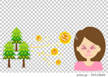 花粉症の女性。花粉のアレルギー症状に悩まされる女性。スギ花粉。 99529666
