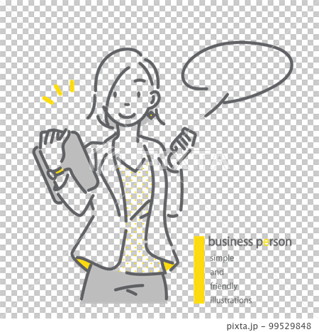 積極的女商人簡單時尚的線條畫插圖 99529848