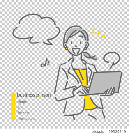 Positive business woman Simple and stylish line drawing illustration Positive business woman Simple and stylish line drawing illustration 99529849