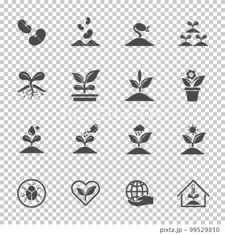 plant icon set, planting and care for trees,  solid icon 99529850