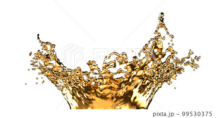 背景を透過した金色の水しぶきの素材 99530375