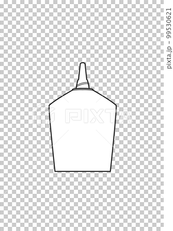 Illustration of eye drops in a simple white container with the cap removed 99530621
