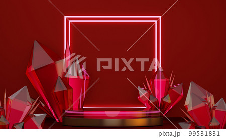 Red stage podium decoration suitable for products.3D rendering 99531831
