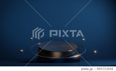 Dark blue geometric background, japanese style podium blue concept .3d rendering 99531848