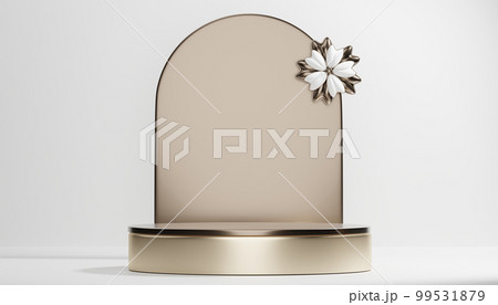 Abstract Podium minimal geometric white and gold.3D rendering 99531879