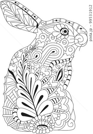 Spring rabbit coloring page for adult and children. 99531912