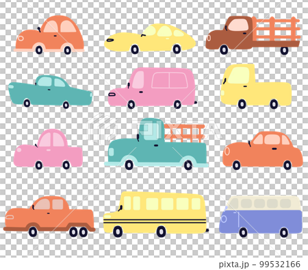 Hand drawn car with flowers illustration on transparent background