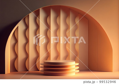 モダンでおしゃれな商品ディスプレイ用の台座、背景素材 99532946