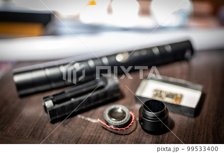Assorted parts to build a laser sword from a kit with a hilt, neon blade, sound board and control chip. Assorted parts to build a laser sword from a kit with a hilt, neon blade, sound board and control chip. 99533400