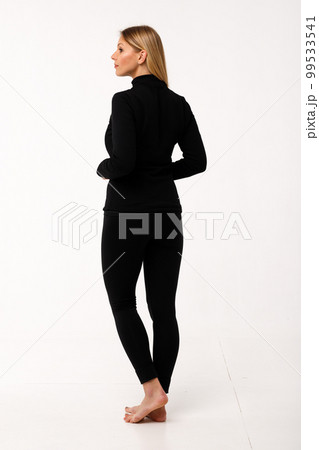 Sporty blonde girl in thermal clothing for women Sporty blonde girl in thermal clothing for women 99533541