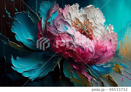 カラフル　芍薬　油絵 99533732