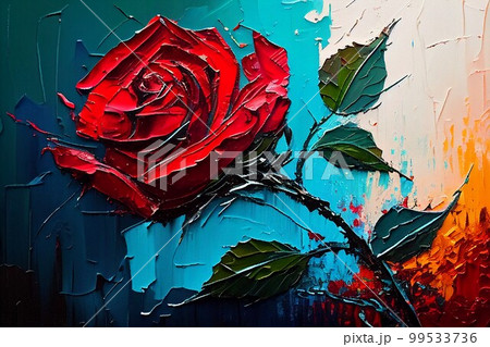 バラ　油絵 99533736