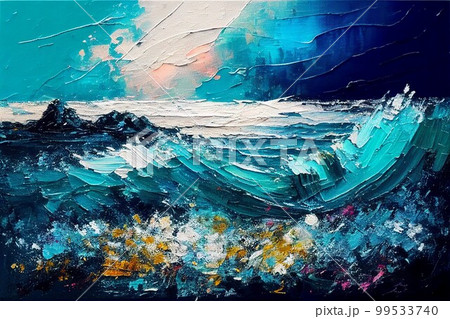 海 油絵のイラスト素材 [99533740] - PIXTA