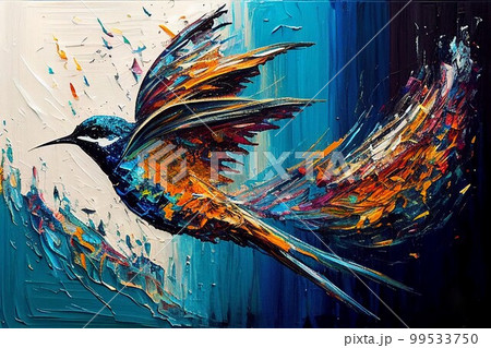 カラフル 鳥 油絵のイラスト素材 [99533750] - PIXTA