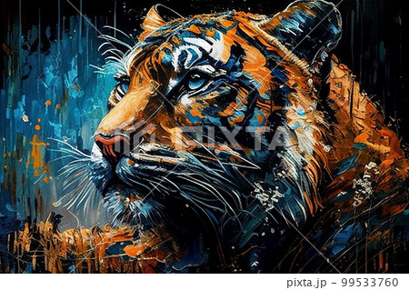 カラフル　トラ　油絵 99533760