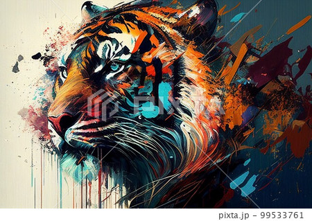 カラフル　トラ　油絵 99533761