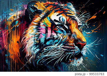 カラフル　トラ　油絵 99533763
