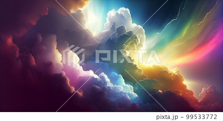 幻想的　カラフル　雲　空　オーロラ 99533772