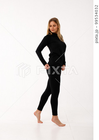 Sporty blonde girl in thermal clothing for women 99534032
