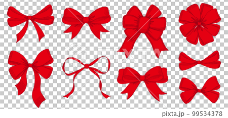 Line drawing set of red ribbons. Hand drawn vector illustration. Vintage line art. 99534378