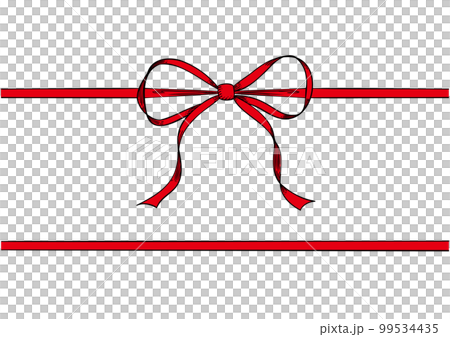 Line drawing set of red ribbons. Hand drawn... - Stock Illustration ...