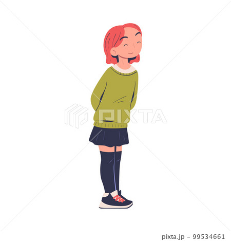 Teenage schoolgirl in casual outfit cartoon vector illustration Teenage schoolgirl in casual outfit cartoon vector illustration 99534661