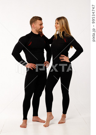 Sports family, husband and wife in thermal clothes. Sports family, husband and wife in thermal clothes. 99534747