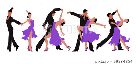 Dancing couples, clipart set. A man and a woman dance the tango. Illustration, vector Dancing couples, clipart set. A man and a woman dance the tango. Illustration, vector 99534854