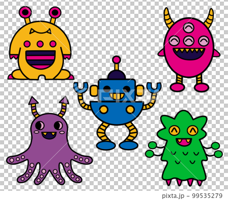 Illustration set of colorful monsters 99535279