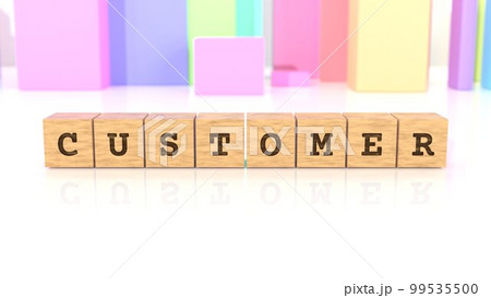 CUSTOMERの文字が印字された木製ブロック CUSTOMERの文字が印字された木製ブロック 99535500