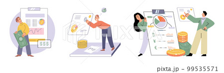 Budget plan concept. Evaluates his income and expenses, analyzes investments and savings 99535571