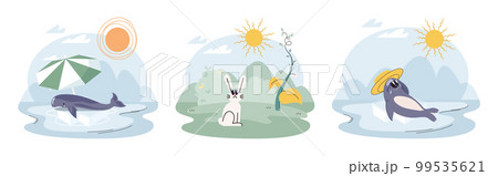 Climate change concept. Global warming metaphor. Temperature rising animal extinction. Environment Day 99535621