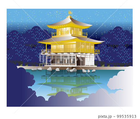 湖面に映る金閣寺 99535913