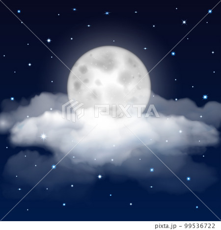 Night sky with moon, stars and clouds 99536722