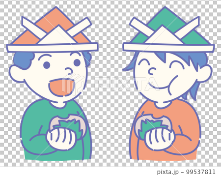 boy eating kashiwa mochi boy eating kashiwa mochi 99537811