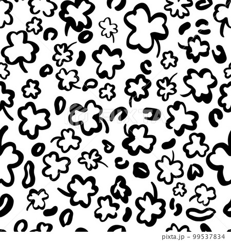 St. Patricks Day leopard seamless pattern made of shamrock or clover leaves. Trendy animal print. Spotted cheetah fur. Vector background for fabric, textile, wallpaper, wrapping paper, etc 99537834