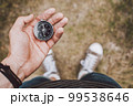 Traveler holding compass in hand 99538646