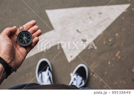 Traveler holding compass in the hand  99538649