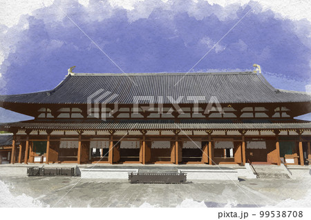 油彩自然風景画奈良薬師寺と七条大池 s-20180703223228122135.jpg