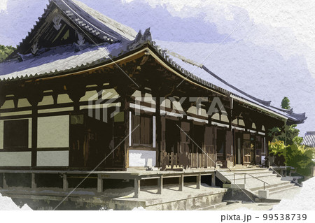 水彩画風 薬師寺 東院堂 奈良県奈良市 水彩画風 薬師寺 東院堂 奈良県奈良市 99538739